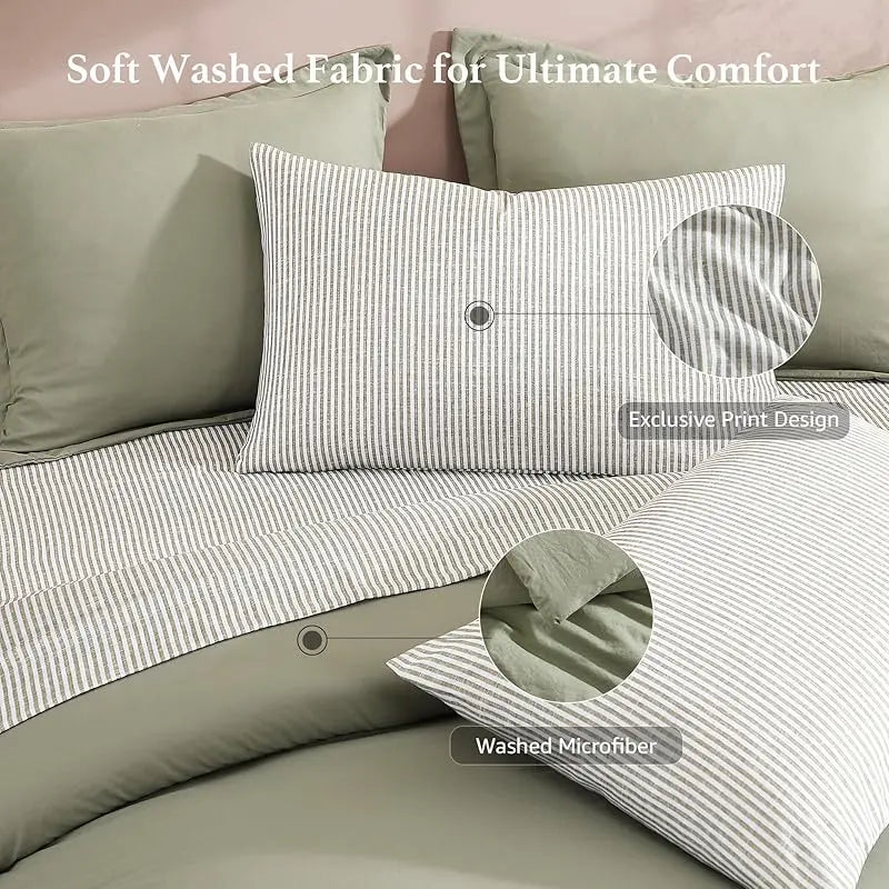 ☁️ 7-Piece Coastal Microfiber Comforter Set with Storage Pockets
