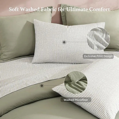 ☁️ 7-Piece Coastal Microfiber Comforter Set with Storage Pockets
