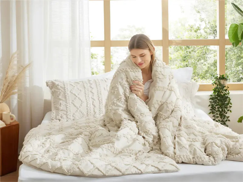 Bohemian Tufted Comforter Set - 3pc Soft Jacquard Bedding