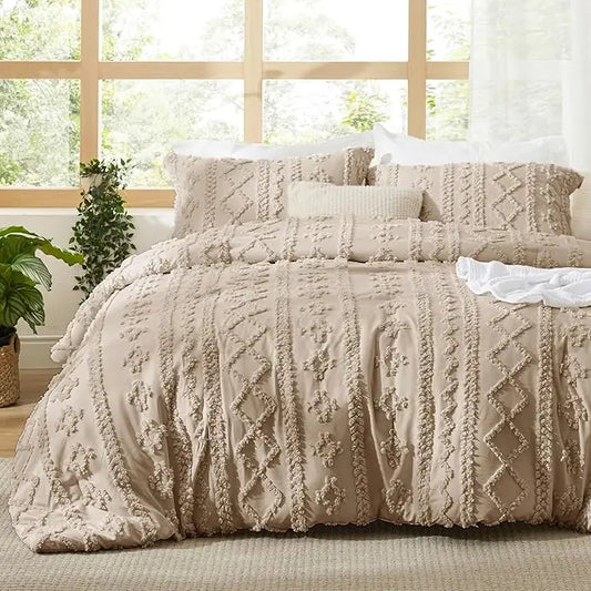 Bohemian Tufted Comforter Set - 3pc Soft Jacquard Bedding