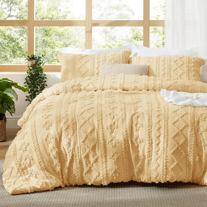 Bohemian Tufted Comforter Set - 3pc Soft Jacquard Bedding