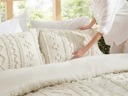 Bohemian Tufted Comforter Set - 3pc Soft Jacquard Bedding
