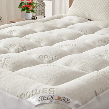 Thick Fluffy Mattress Pad - Cooling Pillow Top Cover (6-18" Deep Pocket)