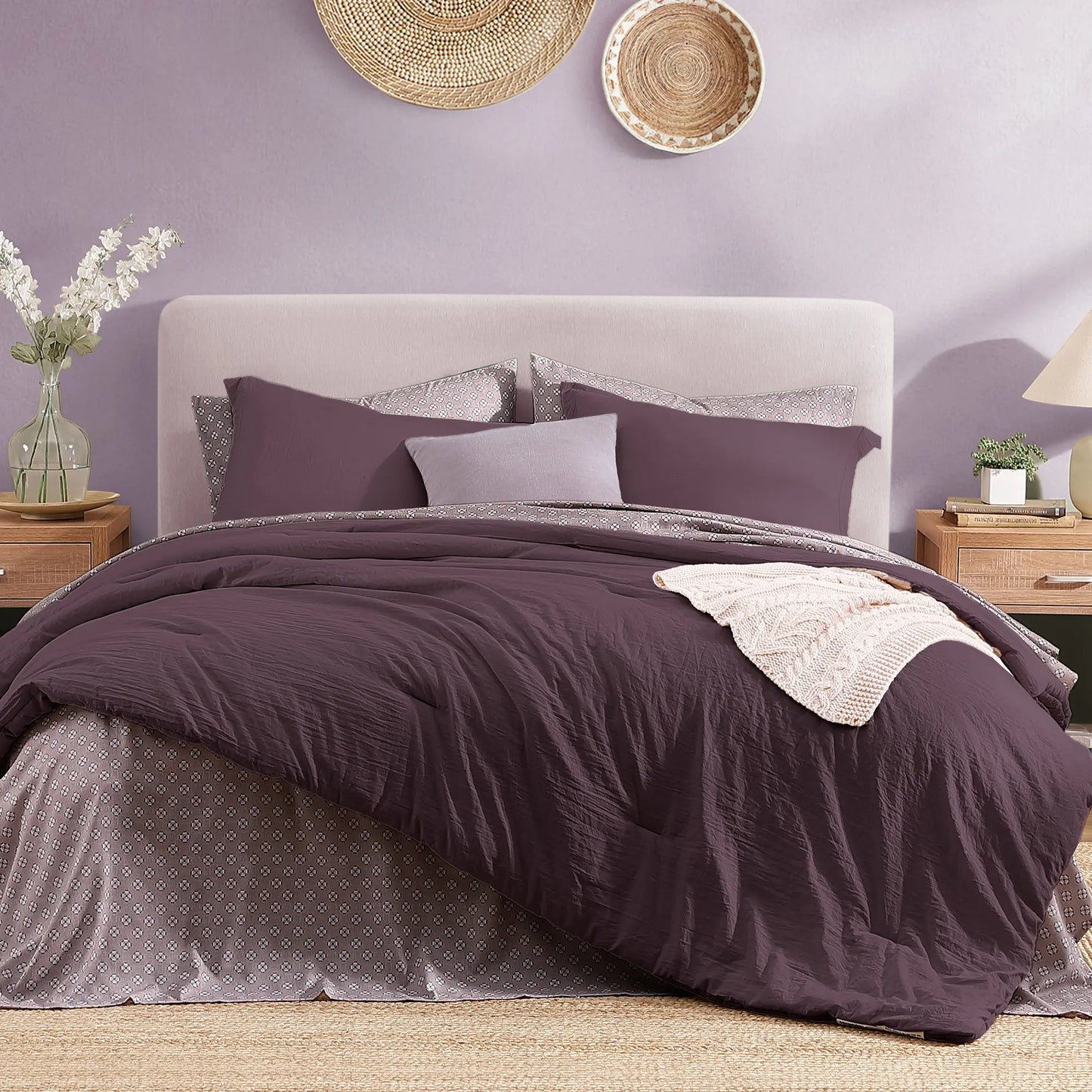 ☁️ 7-Piece Coastal Microfiber Comforter Set with Storage Pockets