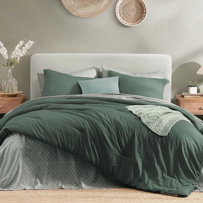 ☁️ 7-Piece Coastal Microfiber Comforter Set with Storage Pockets