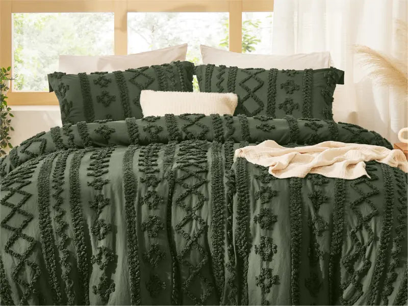 Bohemian Tufted Comforter Set - 3pc Soft Jacquard Bedding